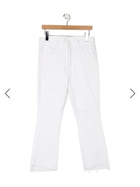 MOTHER White Flare Jeans with Raw Hem Like New